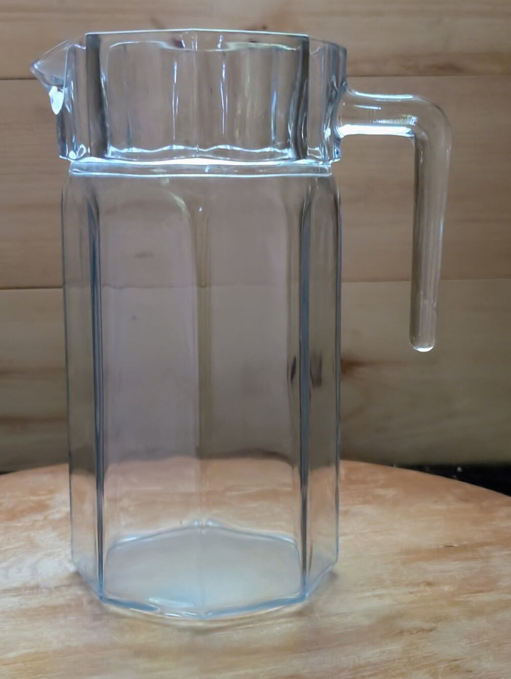 Vintage Luminarc Octime Clear Glass Pitcher - 48 Oz - MCM 1970s